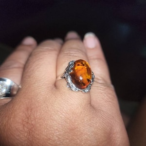 Vintage Natural Baltic Amber Ring Gift for Her Sterling - Etsy