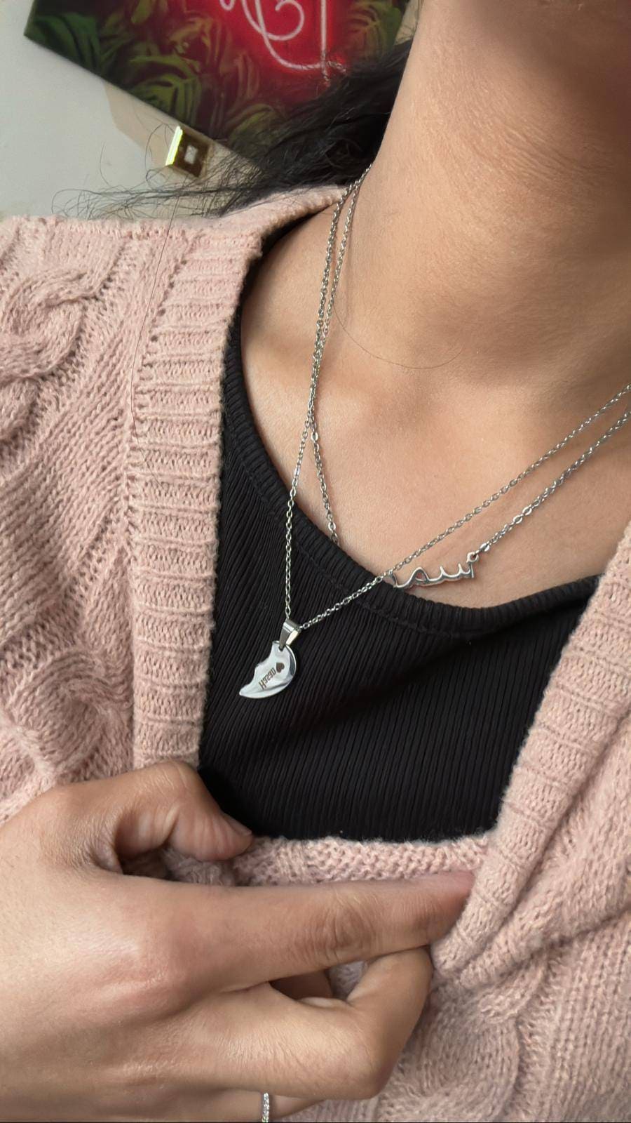 Personalised Best Friends Heart Necklaces Couples Necklaces Custom Engraved Gift For Her Minimalist Bridesmaid Gift Birthday Gift