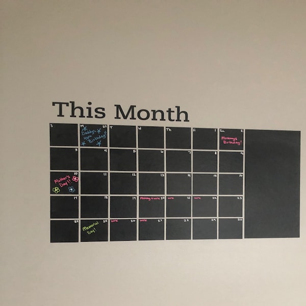 Chalkboard Wall Calendar With Memo - Vinyl Wall Decal - Etsy