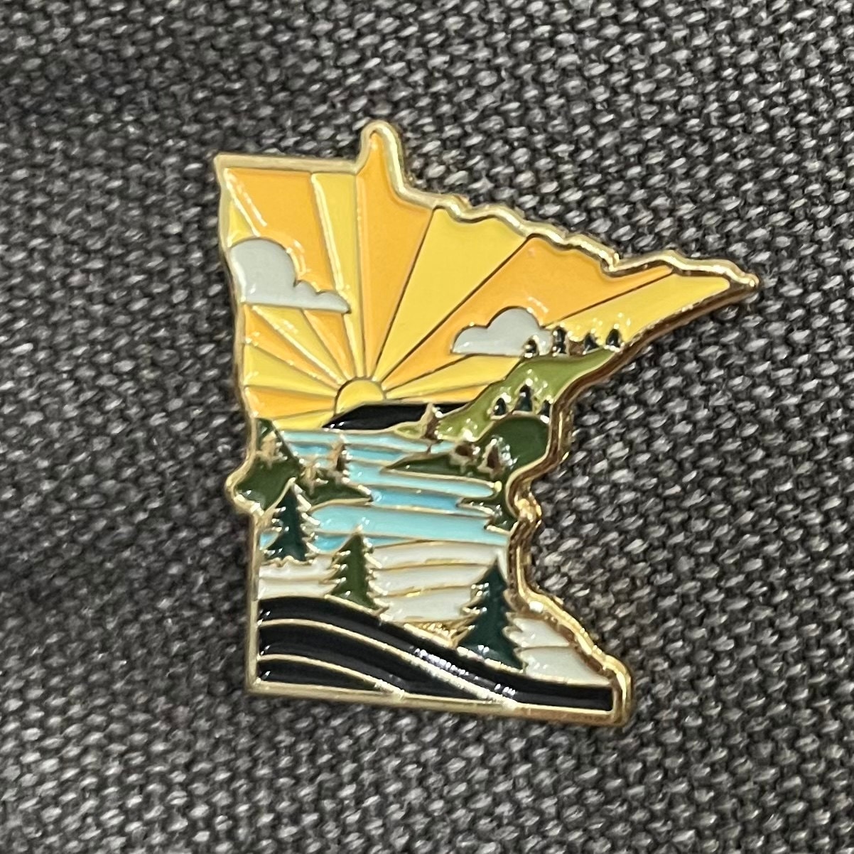 Minnesota Enamel Pin | Gold Soft Enamel Pin | Illustrated United State Pin | Butterfly Clasp | 1.25&quot;