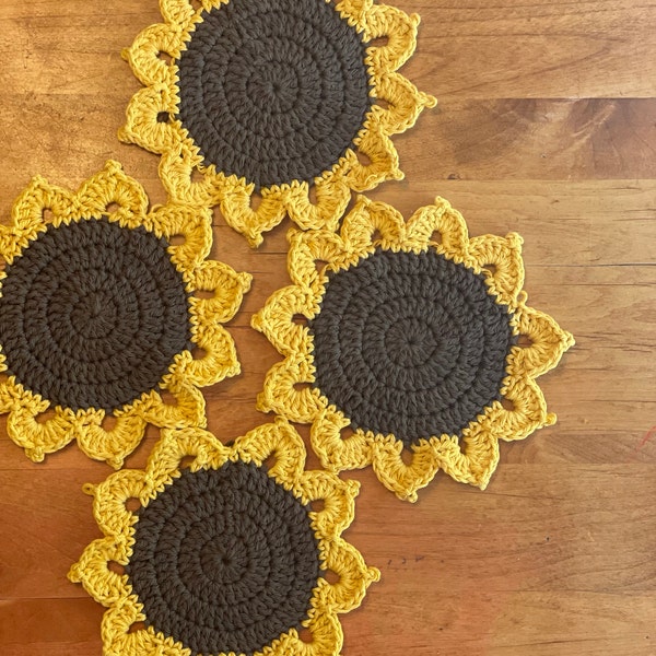 Sunflower Coasters Crochet Pattern, Easy Crochet PDF Pattern for ...
