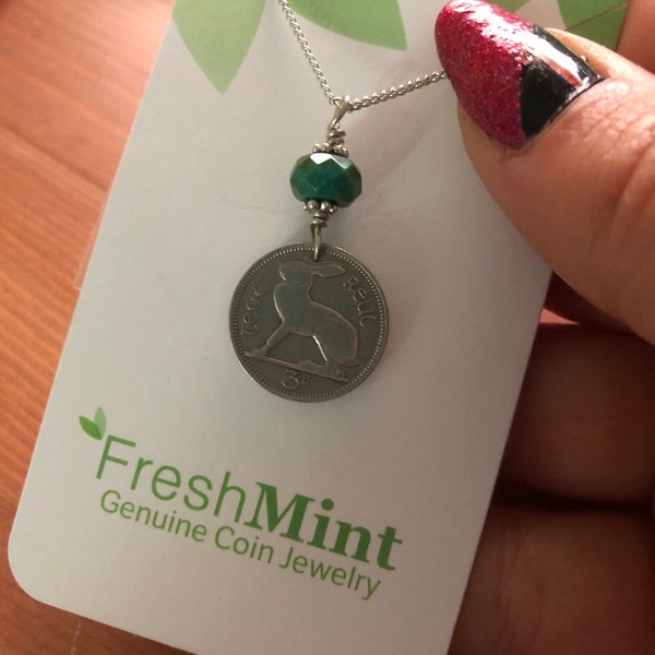 Irish Three Pence Rabbit Coin Necklace, Celtic Jewelry, Ireland ...