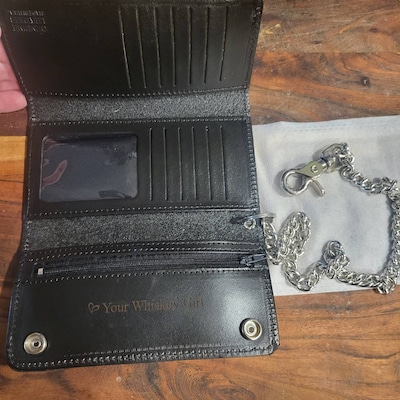 Handmade Long Leather Wallet, Biker Wallet With Chain, Antique Finish ...
