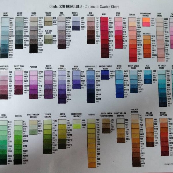 Ohuhu 320 Marker Swatch Chart – Includes New & Old Codes | Printable ...