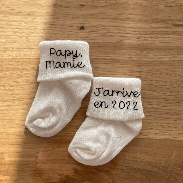 Coucou Papi et Mamie, J'arrive en 2024, Chaussettes bébé pour