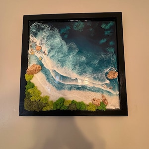 Large Ocean Themed Resin Wall Art, 3D Realistic Epoxy Wave, Ocean Scenery Artwork, Coastal ...