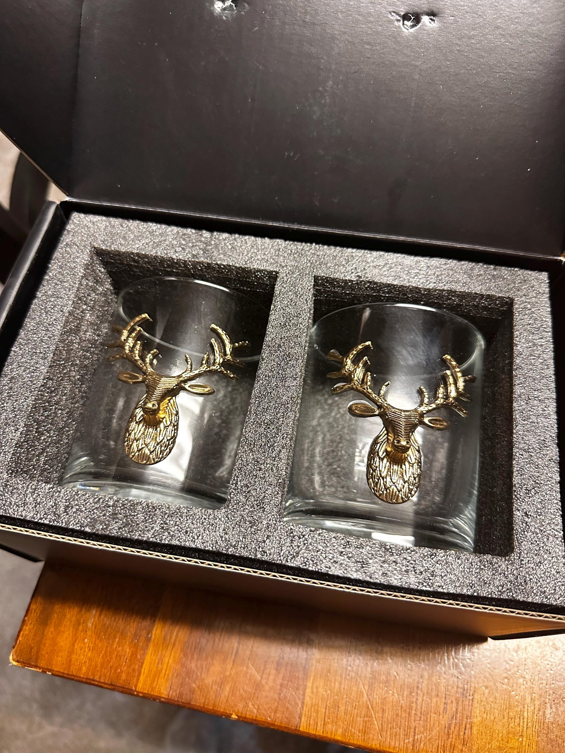 Deer Whiskey Glasses Set Old Fashioned Glasses Whiskey Glass Whiskey Gifts for Him Stag Glasses Gifts Fathers Day Gifts Whiskey Gift For Dad