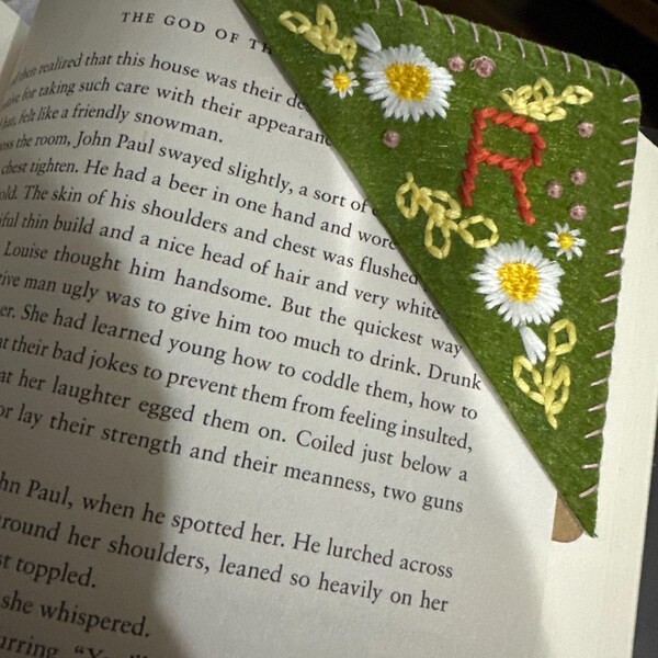 Personalized Hand Embroidered Corner Bookmark Summer and Winter Set of ...