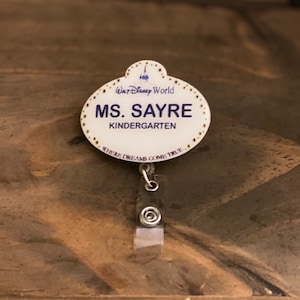 Customized Disney World Badge Reel Name Tag, Disney World Badge