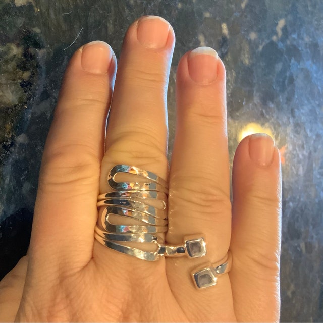 Sterling Silver Ring, Cube Ring, Geometric Ring, Aesthetic