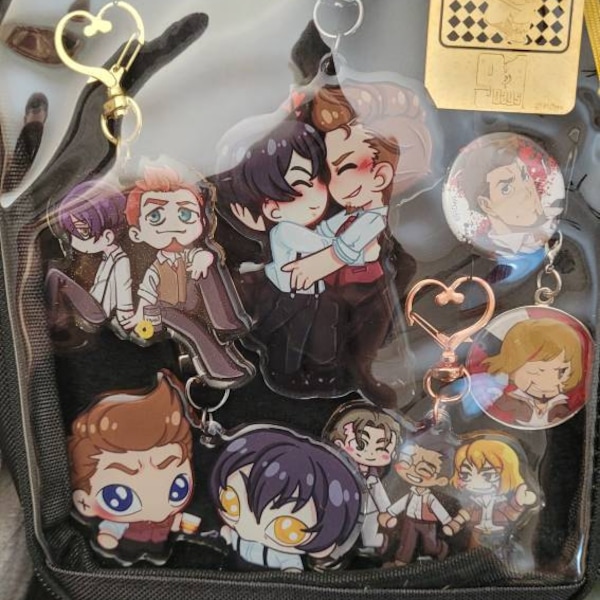 Ita Bag Anime Per Ragazze - Borsa A Tracolla Crossbody Con Finestra Trasparente Per Spille E Pin, Nera, 33x23 Cm, Per Cosplay E Fumetti