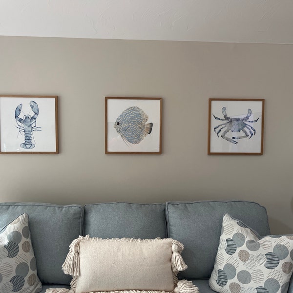 Watercolor Coastal Wall Decor, Light Blue Nautical Art, Set of 3 Prints ...