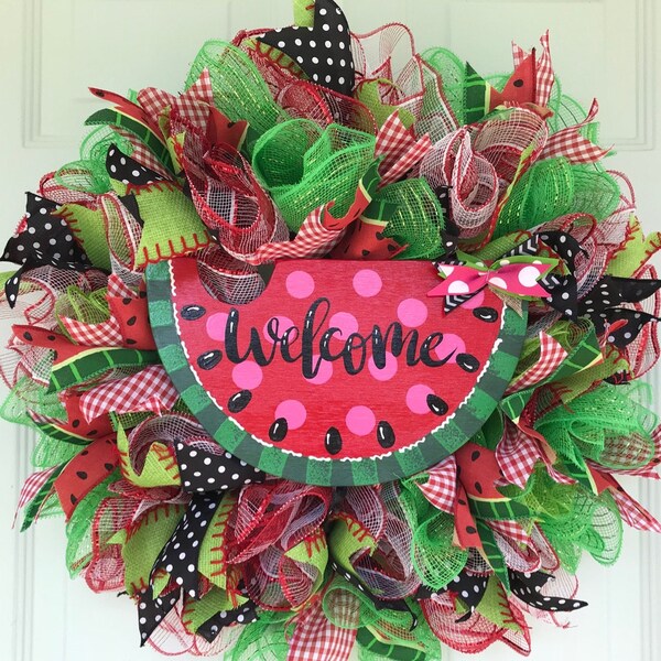 WELCOME Pink Watermelon SIGN Wall Art Door Hanger Plaque Pool Backyard ...