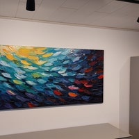 YaSheng Art Abstraktes Ölgemälde 60x120 Cm – Grauer Farbverlauf, Handgemalt, Auf Leinwand Gerahmt