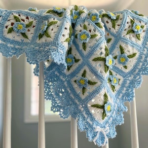 Rose Baby Blanket Pattern, Crochet Flower Blanket, Pdf Pattern, Floral ...