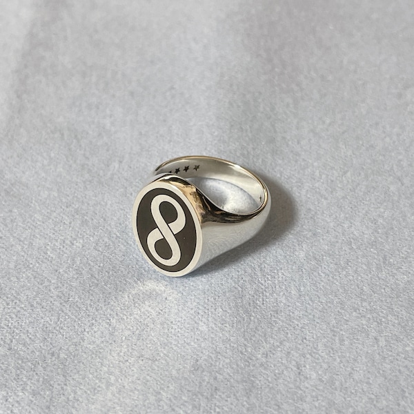Infinity Signet Ring Custom Made 8 Ring, Infinity Men Ring, Sterling Silver Man, Oval Signet ...