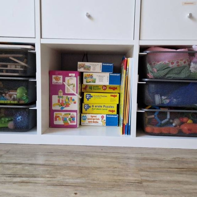 Ikea Kallax Insert schuuver Rail System With Trofast Boxes in
