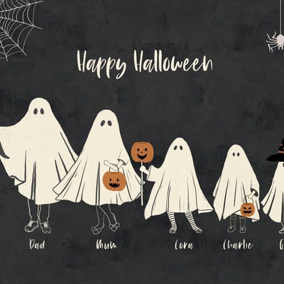 Halloween Family Portrait Personalized Family Print - Etsy