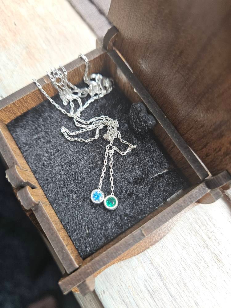 14K Solid Gold Family Birthstone Necklace, Birthstone Gift, Christmas Gift, Bridesmaid Gift, Gift for Mom, Birthday Gift, Birthstone Jewelry