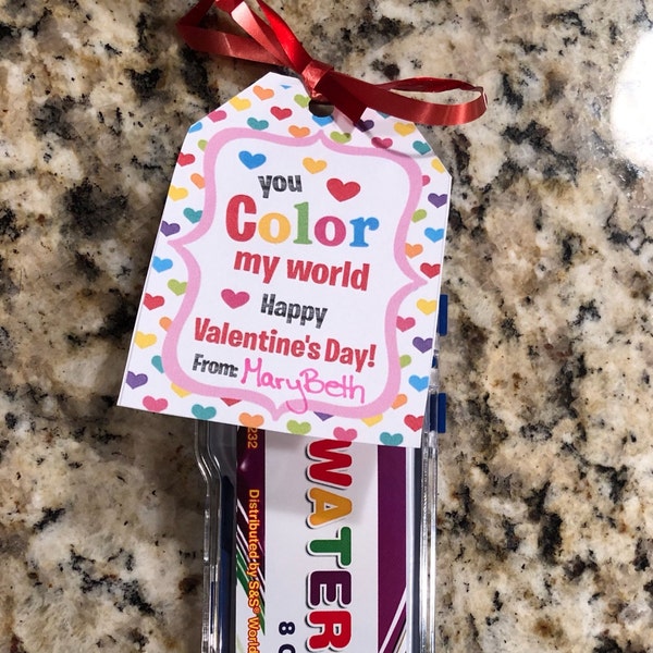 You Color My World Valentine, Kids Valentine's Cards, Color Valentines ...