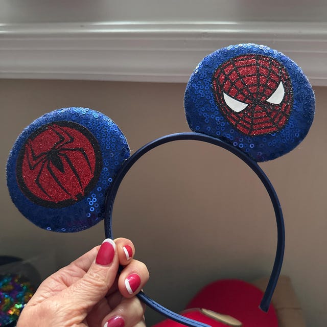 Red and Blue Sequin Spider-Man Minnie ears Spider-man Super Hero Inspired Mouse Minnie Mickey Ears  main image 3