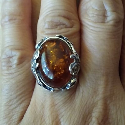 Vintage Natural Baltic Amber Ring Gift for Her Sterling - Etsy