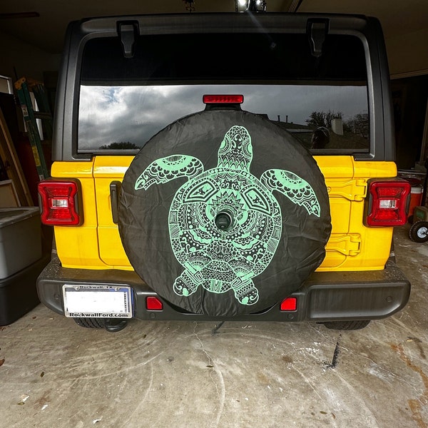 Spare Tire Cover With Sea Turtle, Backup Camera Tire Cover, Green ...