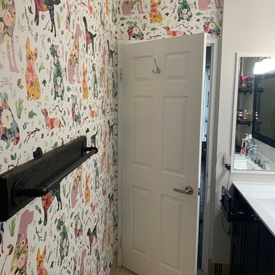 floral wallpaper beige Floral dogs wallpaper 8 patchwork dogs by shopcabin floral dogs custom