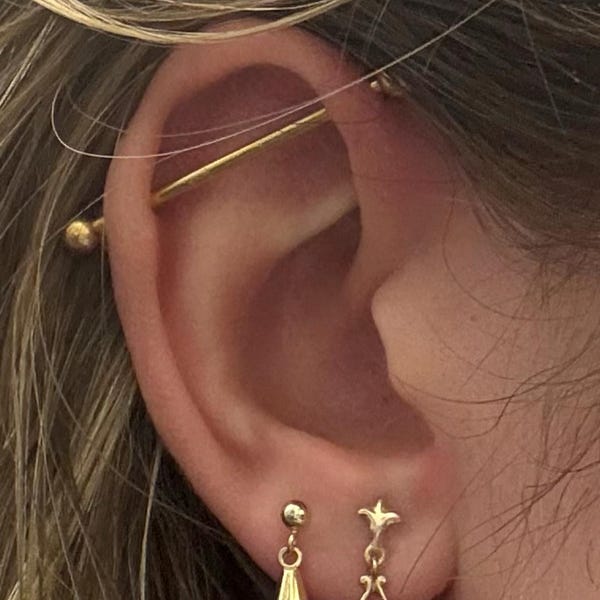14k Solid Gold Rook Piercing: Swarovski CZ Daith Jewelry, 16g - Etsy