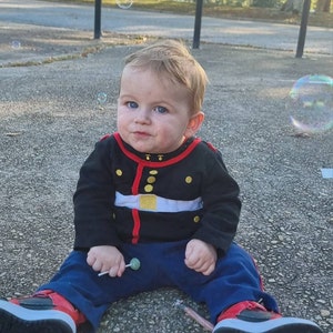 infant dress blues Baby Marine smiling and waving Style:AP1E212950 Ava Presley 26334 Homecoming Size:XSMall (5/6)