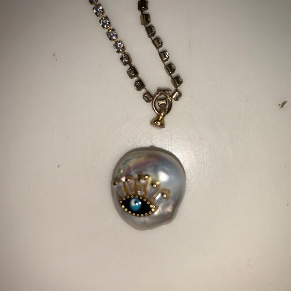 18K Pearl Gold Evil Eye Charm,gold Lucky Eye Boho Charms,dainty Evil Eye Pendant,evil Eye ...