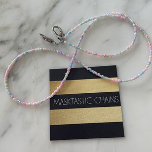 thumbnail image 2 of SEA OF ICE Heart Bead Murano Glass Mask Lanyard - Eyeglass Chain & Necklace Holder With Lobster Clasp 2 of 14