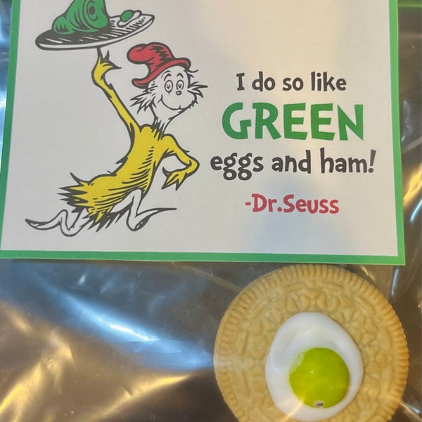 Dr. Seuss Treat Bag Card, Dr. Seuss Printable, Green Eggs and Ham ...