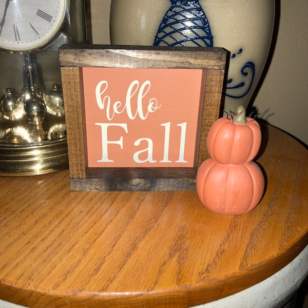 Hello Fall Burnt Orange Farmhouse Fall Sign Decor - Etsy