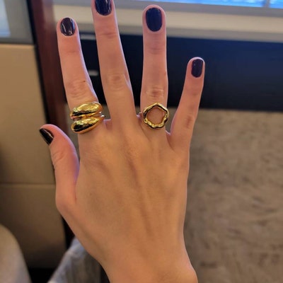 Irregular Gold Ring Open Circle Ring Gold Textured Ring Asymmetric ...