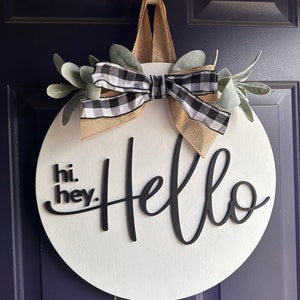 Hi Hey Hello Door Hanger Hello Front Door Decor Custom Door Sign Front ...