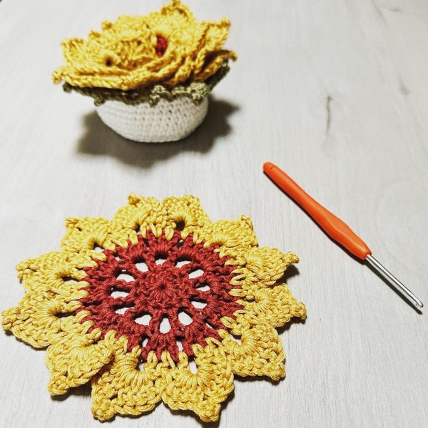 Crochet Flower Pot Pattern Crochet Sunflower Coasters Crochet for