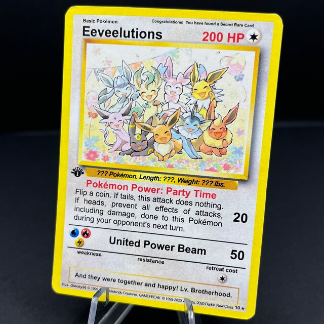 Eeveelutions Party Time Vintage Pokemon Card Art Wotc Style 