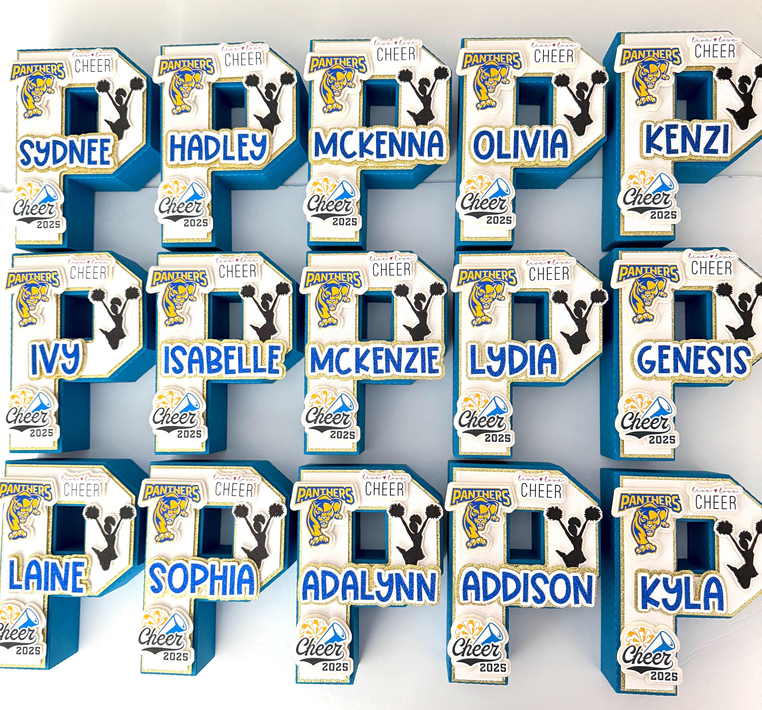 Cheer Team Gifts 3D Letter | Personalized Cheerleader Gift | Cheer Coach Gifts | Senior Cheerleader Graduation Gift | Graduation Centerpiece