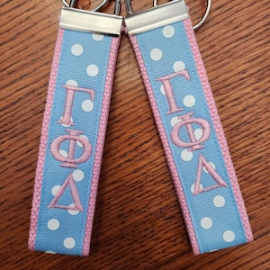 Alpha Delta Pi Sorority Keychain, Keyfob - Monogrammed-Choose Design,Sorority, Letter, Personalized Wristlet Licensed product, Embroidery