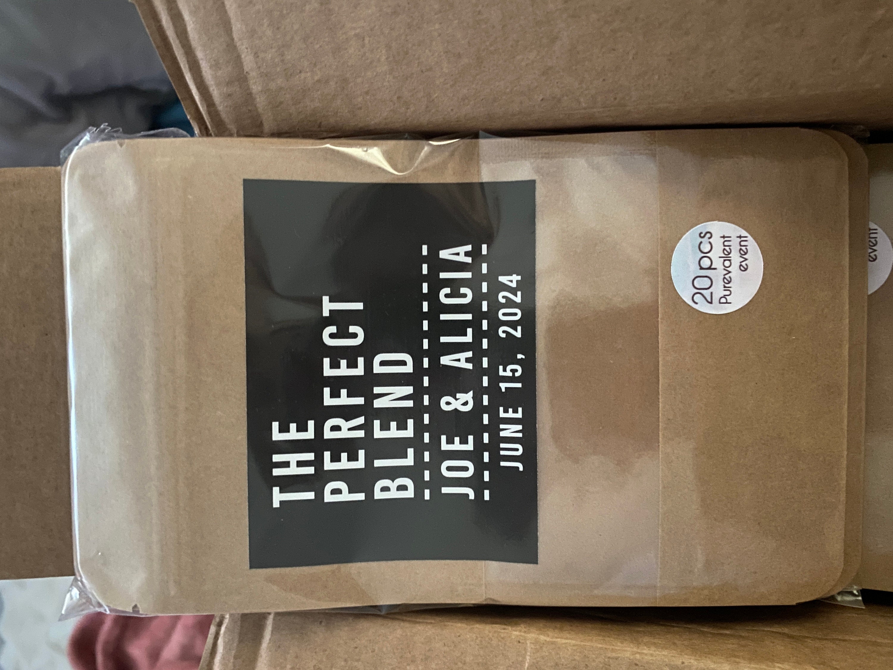 50 PCS Personalized Favors Coffee Bags, Wedding Favors diy,  The Perfect Blend, Bridal Shower Favors, Resealable Coffee Bags