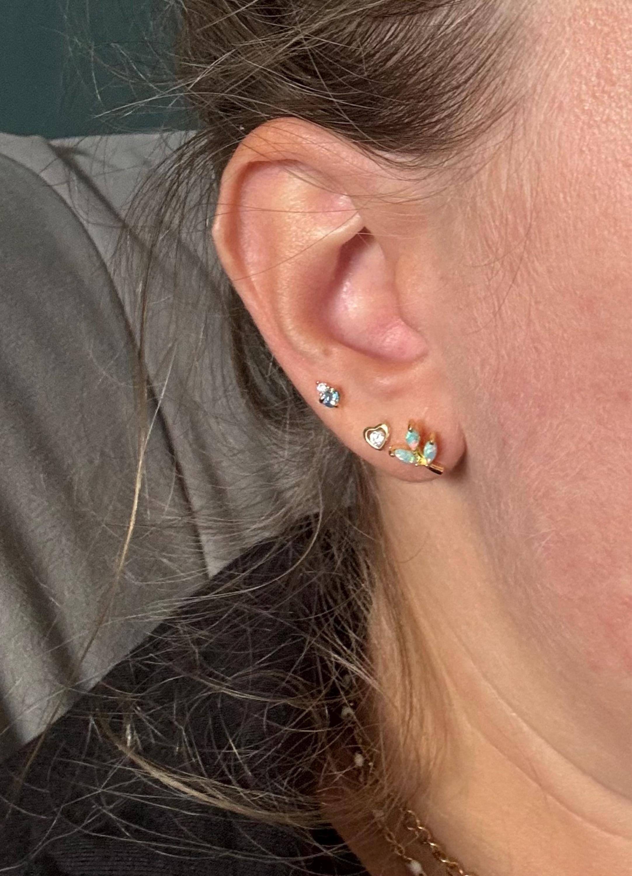 Sterling Silver Tiny Birthstone Stud Earrings,  3mm Birthstone CZ Earrings, Stacking Earrings, Crown Earrings