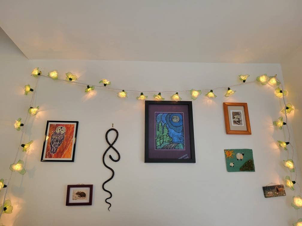 Handmade white and green flower string lights for patio,wedding,party and Decoration, fairy lights (35 UL Warm lights)