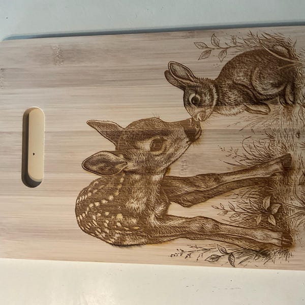Fawn and Rabbit | Woodland Nursery Decor | Laser Engrave File | Cute ...