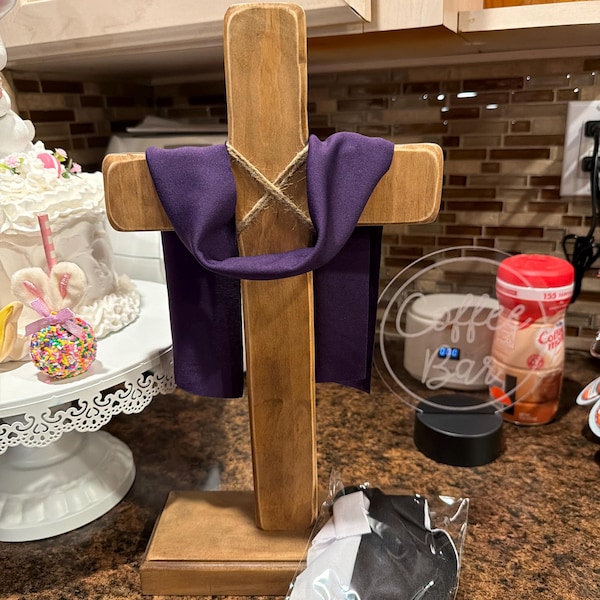 Easter Rugged Cross Wooden Easter Cross With Sashes – Rustic Rugged Cross | Christian ...