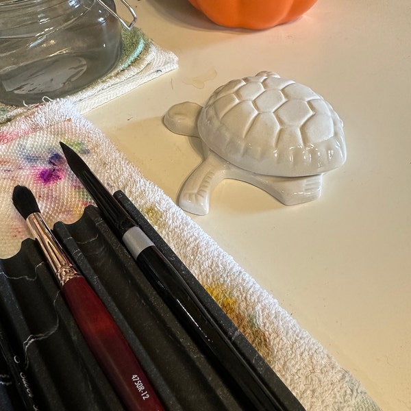 Handmade Ceramic Paint Palette; Sea Turtle With Shell Cup Design - Etsy