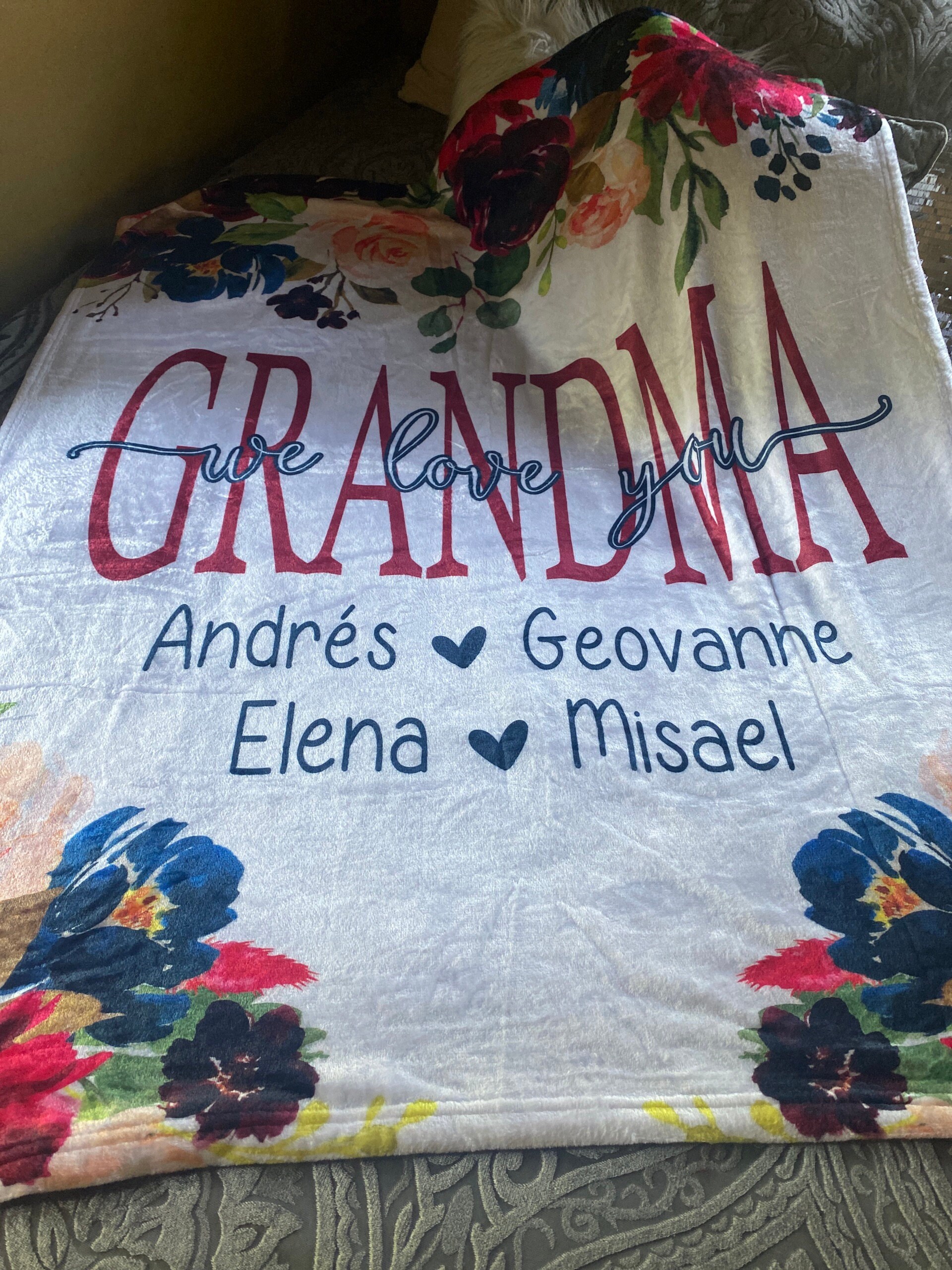 Personalized Christmas Gift Gift, Gift For Her, Mom Grandma Blanket, Personalized Mom Gift, Personalized Gift For Grandparent