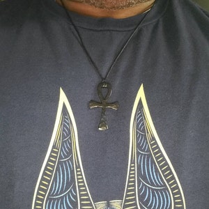 wordt geleverd met sieraden koord Sieraden Kettingen Hangers Zwart staal Egyptisch Kruis Ankh Ketting 