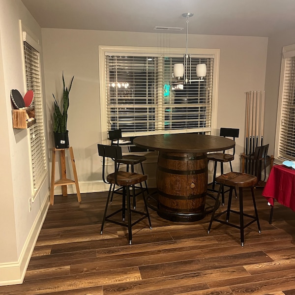 Deluxe Whiskey Barrel Cabinet Table W/ Lazy Susan Rotating Shelf and ...