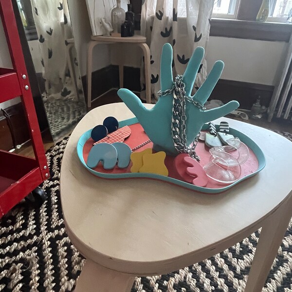 The Hand Tray - Catchall for Jewelry & Trinkets Orange Teal Fun Funky ...